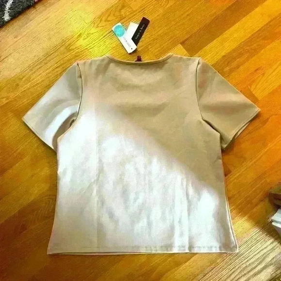 NWT VIOLETS AND ROSES TAUPE FAUX LEATHER TOP - Picture 5 of 6